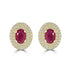 1.56ct Ruby Earrings with 0.48tct Diamond set in 14K Yellow Gold