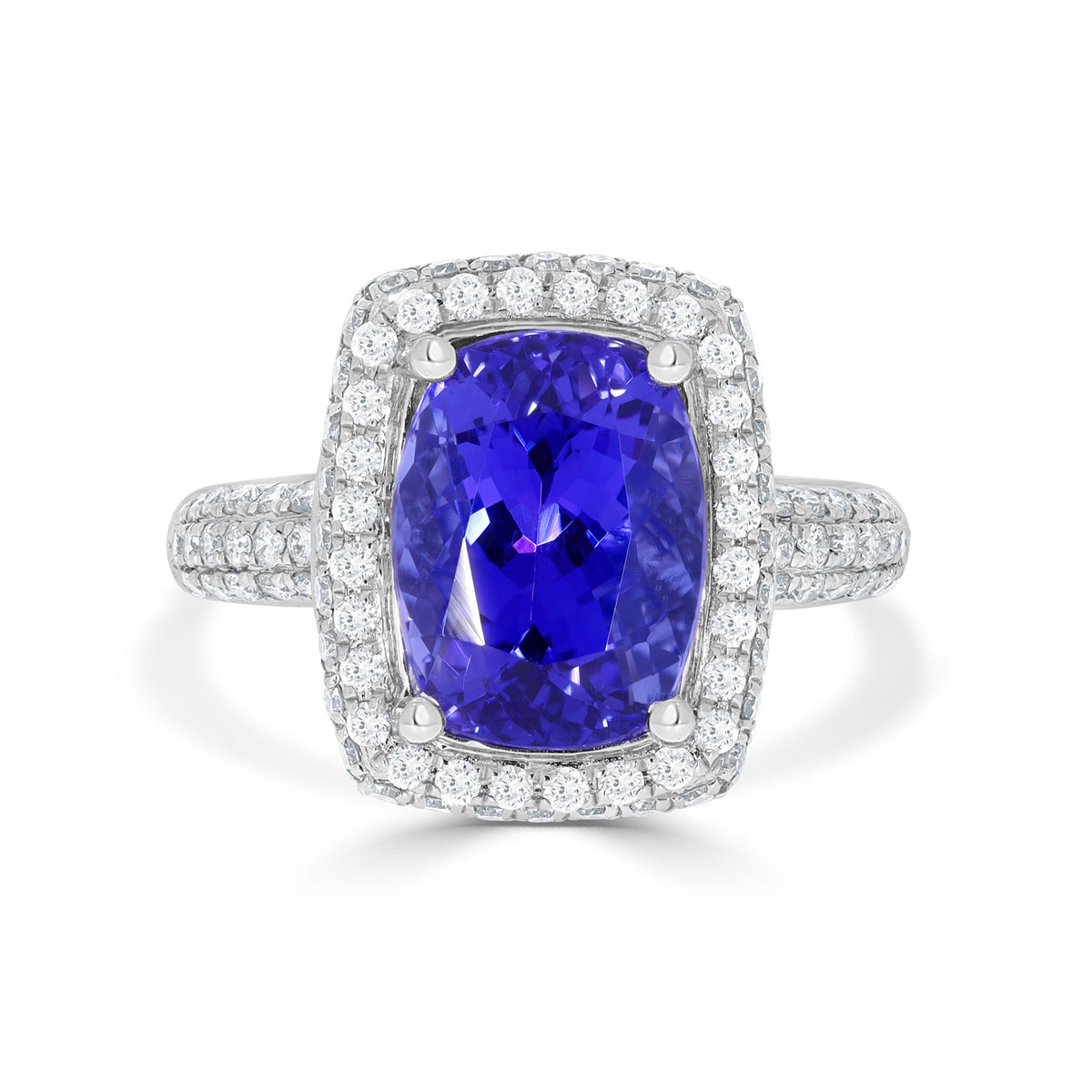5.28 Tanzanite Rings with 0.89tct Diamond set in 18K White Gold