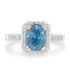4.41ct Blue Zircon Ring with 0.35tct Diamonds set in 950 Platinum