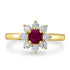 0.67ct Ruby Ring with 0.48tct Diamonds set in 14K Yellow Gold