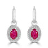 0.95ct Ruby Earrings with 0.14tct Diamond set in 18K White Gold