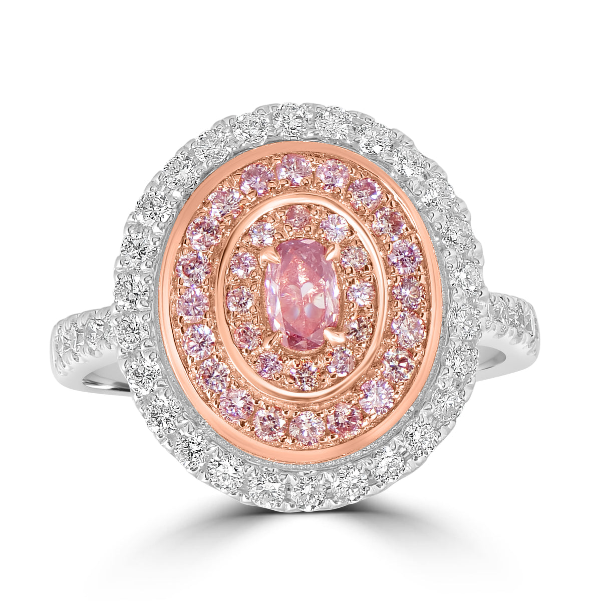 0.18ct Pink Diamond Rings with 0.86tct Diamond set in 18K