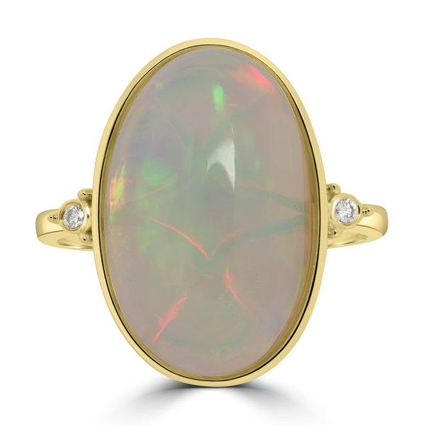 8.2ct Opal Rings with 0.028tct Diamond set in 14K Yellow Gold