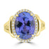 6.45ct Tanzanite Rings with 0.23tct Diamond set in 18K Yellow Gold