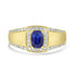 1.09ct Sapphire Men Ring with 0.43tct Diamond set in 14K Yellow Gold