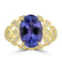 5.33ct Tanzanite Rings with 0.229tct Diamond set in 14K Yellow Gold
