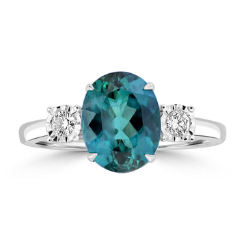 3.02ct Tourmaline Rings with 0.123tct Diamond set in 18K White Gold