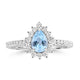 0.6ct Aquamarine Rings with 0.387tct Diamond set in 18K White Gold