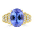6.31ct Tanzanite Rings with 0.237tct Diamond set in 14K Yellow Gold
