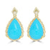 9.15ct Turquoise Earrings with 0.185tct Diamond set in 14K Yellow Gold