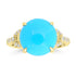 5.49ct Turquoise Rings with 0.145tct Diamond set in 14K Yellow Gold