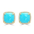 7.94ct Turquoise Earrings with 0.303tct Diamond set in 14K Yellow Gold