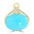 3.91ct Turquoise Pendants with 0.096tct Diamond set in 14K Yellow Gold