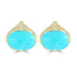 8.77ct Turquoise Earrings with 0.13tct Diamond set in 14K Yellow Gold