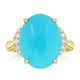 6.45ct Turquoise Rings with 0.13tct Diamond set in 14K Yellow Gold
