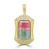 7.29ct Water Melon Tourmaline Pendants with 0.212tct Diamond set in 18K Yellow Gold