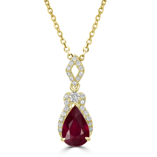 1.18ct Ruby Pendants with 0.17tct Diamond set in 18K Yellow Gold