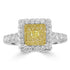 0.12ct Yellow Diamond Rings with 0.53tct Diamond set in 18K Two Tone Gold