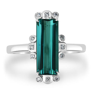 2.34ct Tourmaline Ring with 0.08tct Diamonds set in 14K White Gold