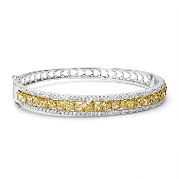 4.04tct Yellow Diamond Bangles with 1.13tct Diamond set in 18K White Gold