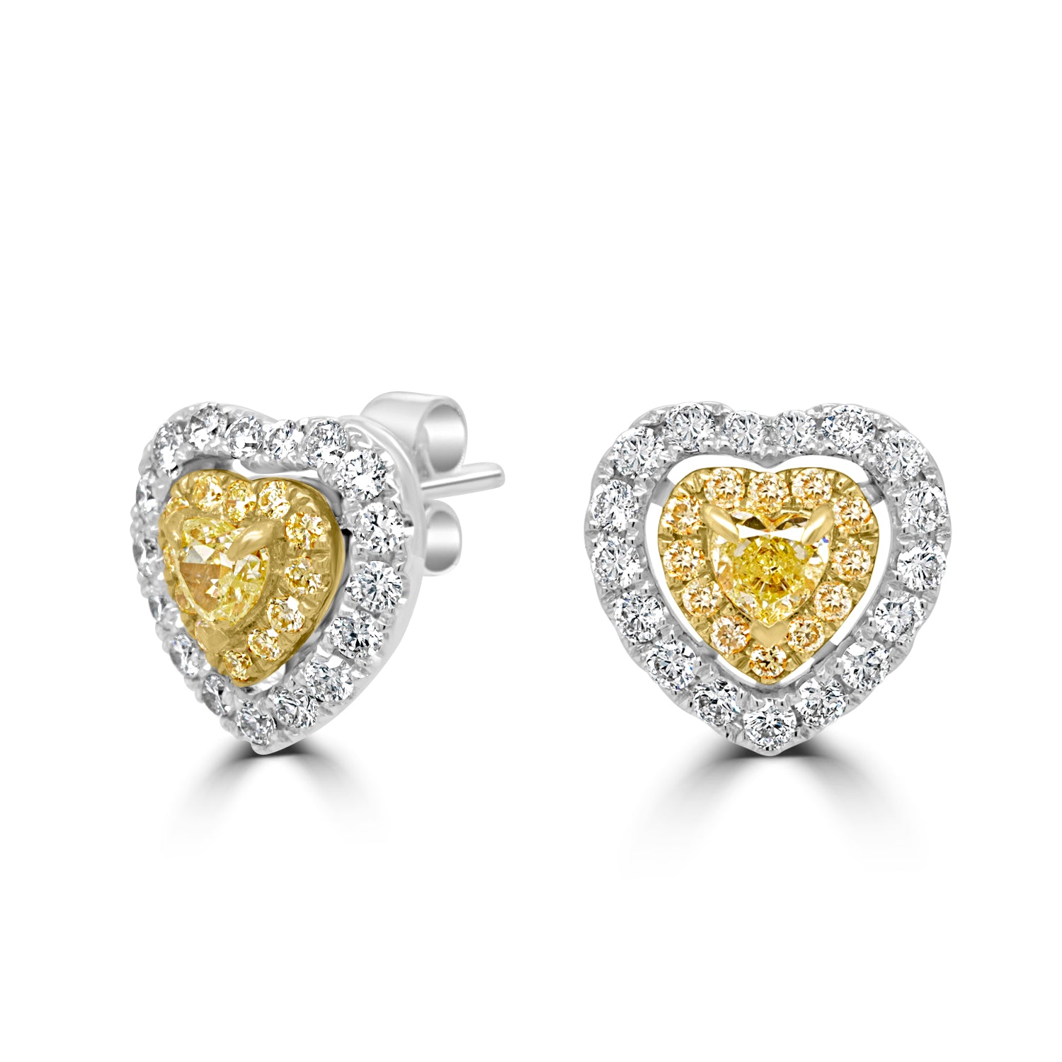 14 Karat Two-Tone Gold 0.65 Carat Diamond Heart Cluster Stud Earrings -  WeilJewelry
