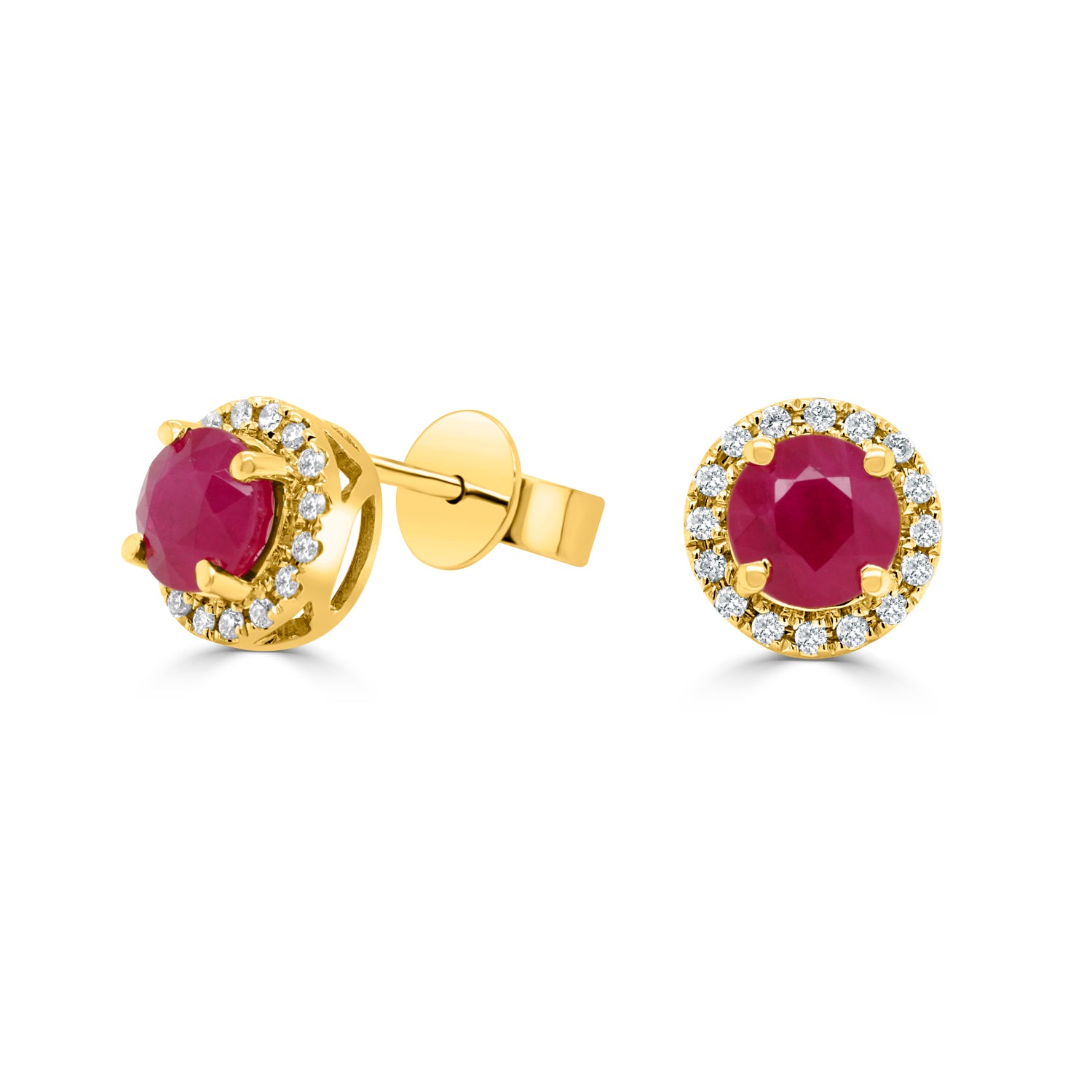 14K White Gold Round Ruby and Diamond Halo Stud Earrings - Paul's  Jewelry-Jewelry is Personal.