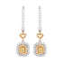 0.45ct Yellow Diamond earrings with 0.89ct diamonds set in 18K two tone gold