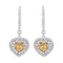 0.32ct Yellow Diamond earrings with 1.10ct diamonds set in 18K two tone gold