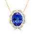 6.61Ct Tanzanite Necklace With 0.57Tct Diamonds Set In 14K Yellow Gold