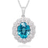 4.49ct Blue Zircon Pendant With 0.90tct Diamonds Set In 14kt White Gold