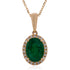 2.56ct Emerald pendant with 0.16tct diamonds set in 14K yellow gold