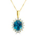 10.60Ct Blue Zircon Pendant With 0.69Tct Diamonds Set In 14K Yellow Gold