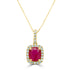 1.30Ct Ruby Pendant With 0.17Tct Diamonds Set In 14K Yellow Gold