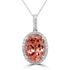 9.66Ct Pink Zircon Pendant With 0.30Tct Diamonds Set In 14K White Gold