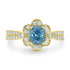 1.98ct Blue Zircon Ring with 0.34tct Diamonds set in 14K Yellow Gold