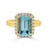 3.31ct Aquamarine ring with 0.32tct diamonds set in 14K yellow gold