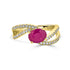 1.58ct Ruby ring with 0.37tct diamonds set in 14K yellow gold