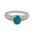 Elegant 2.40ct Blue Zircon Ringa With 0.15tct Diamond Pave 14Kt White Gold Band