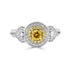 0.28ct Orange Diamond ring with 0.44tct diamond accents set in 14K two tone gold