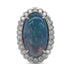 6Ct Black Opal Ring With 0.68Tct Diamond Halo In 14K White Gold
