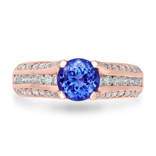 1.23ct Tanzanite Rings with 0.77tct Diamond set in 14K Rose Gold