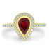 0.92ct Ruby Ring With 0.33tct Diamonds Set In 14K Yellow Gold
