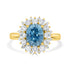 3.77 Blue Zircon Rings with 1.05tct Diamond set in 14K Yellow Gold