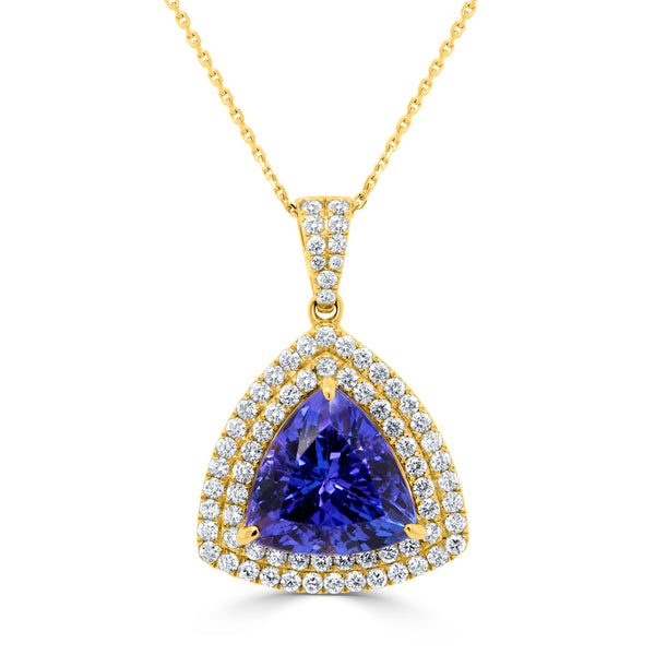 4.41 Tanzanite Pendants with 0.63tct Diamond set in 14K Yellow Gold