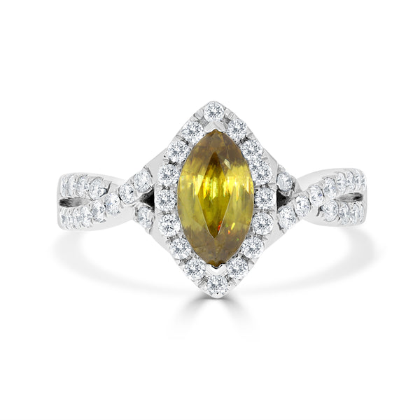 1.29ct Sphene Rings with 0.52tct Diamond set in 14K White Gold