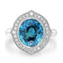 9.99ct  Blue Zircon Rings with 0.32tct Diamond set in 14K White Gold