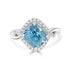 7.12 Blue Zircon Rings with 0.34tct Diamond set in 14K White Gold