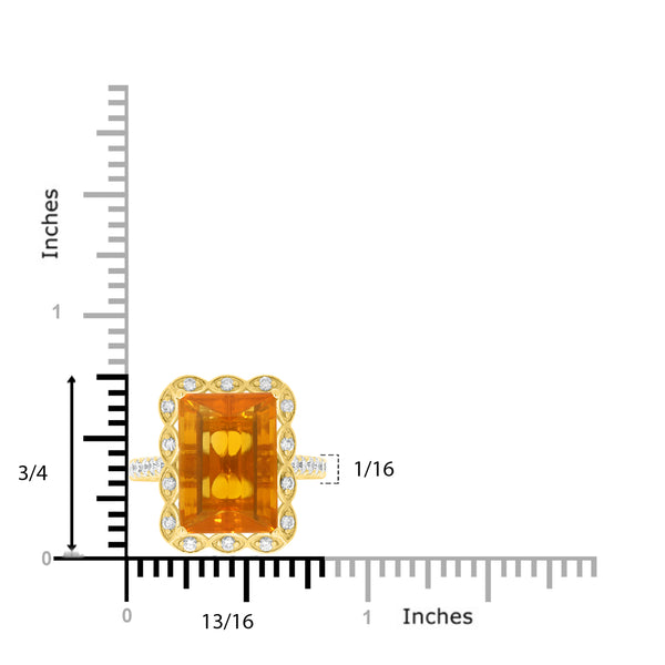 5.49ct  Fire Opal Rings with 0.52tct Diamond set in 14K Yellow Gold