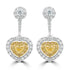 0.69ct Yellow Diamond Earring with 0.74ct Diamonds set in 18K White Gold