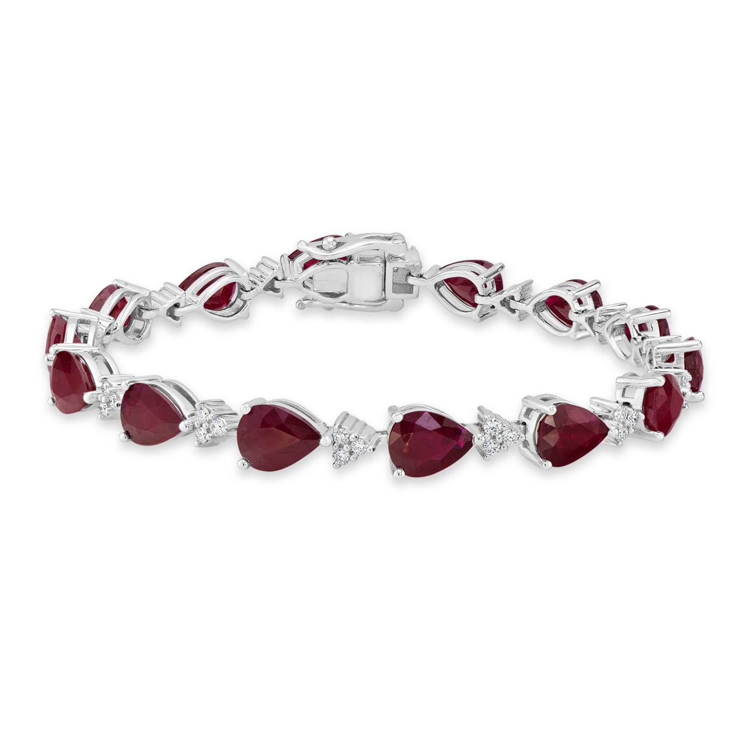 Classic 5 carat Ruby and Diamond Tennis Bracelet in 18K White Gold – ASSAY